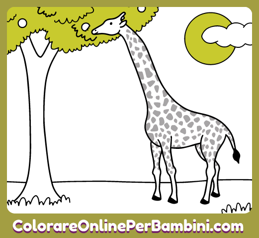 Disegni di animali da colorare e imparare online creati per bambini dai 2 ai 5 anni: Giraffa