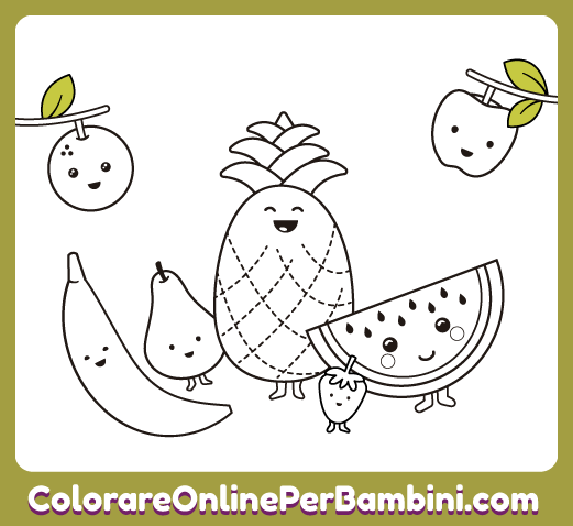 Disegni di Cibo da colorare online per bambine e bambini piccoli: Frutta