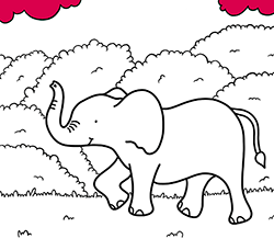 Animali da colorare online per bambini e bambine piccoli per imparare i colori: Elefante