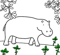 Dai colore ai nostri disegni di animali online per bambini dai 2 ai 5 anni: Ippopotamo